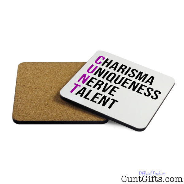 Charisma Uniqueness Nerve and Talent - Purple Coaster Both Sides