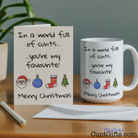 In A World Full Of Cunts You're My Favourite - Christmas Mug and Card