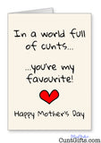 In a World Full of Cunts You're My Favourite - Mother's Day Card