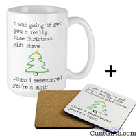 I remembered you're a cunt - Christmas Mug and Coaster