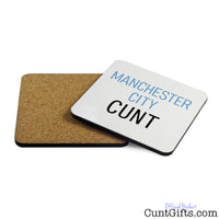 Manchester City Cunt Drink Coaster showing both sides