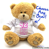 ANY Years of Being a Cunt - personalised birthday teddy bear with pink writing. 