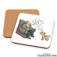 At Least the Dog Loves Me Cunt drinks coaster showing both sides.