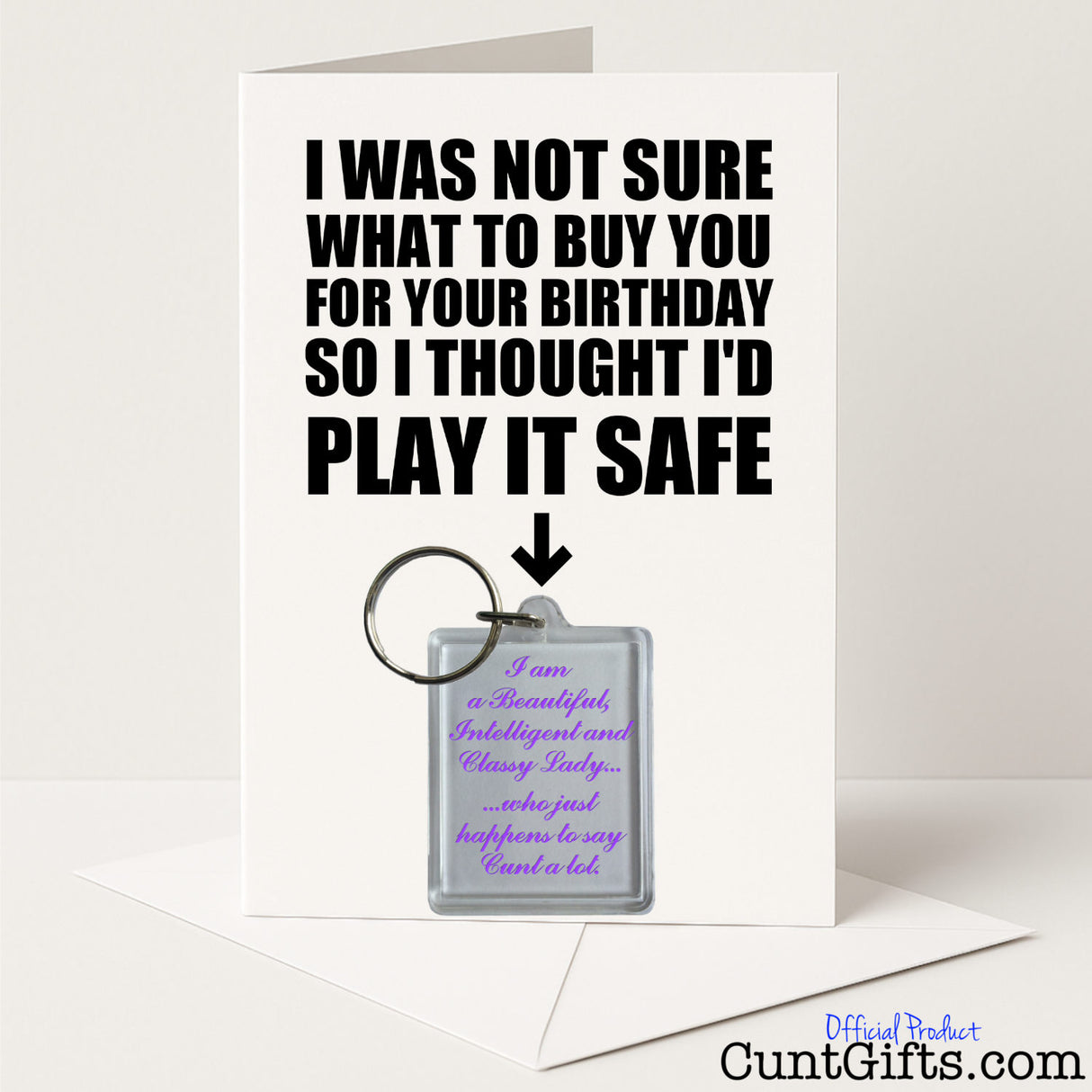 Funny birthday card and keyring combo with "Classy Lady Cunt" keyring – cheeky and sweary from Cunt Gifts