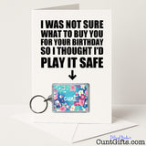 Funny birthday card and keyring combo with "Flower Cunt" keyring – cheeky and sweary from Cunt Gifts