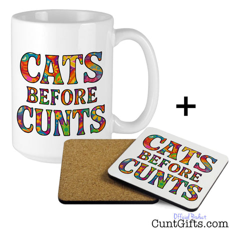 Cats Before Cunts - Mug and cork backed drink coaster