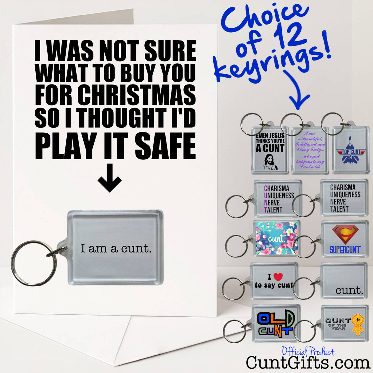 Christmas Cunt Card & Keyring - 12 Options