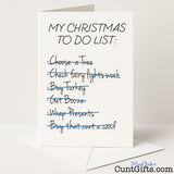Cheeky "Christmas To-Do List: Buy That Cunt a Card" design for a hilariously rude festive reminder — from Cunt Gifts