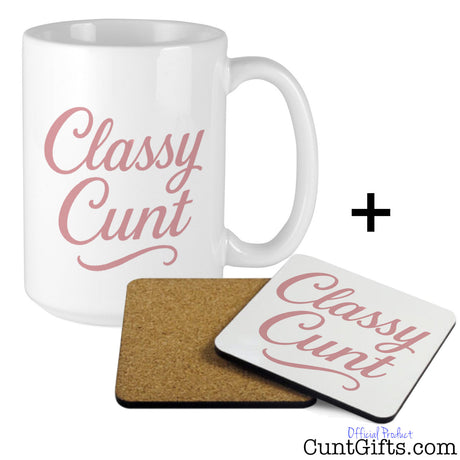 Classy Cunt mug with matching drinks coaster