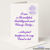 Cheeky "Classy Lady Who Says Cunt a Lot" card and badge set for a hilariously rude tribute to your favourite sweary queen — from Cunt Gifts