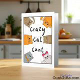 Crazy Cat Cunt Card on a kitchen counter.