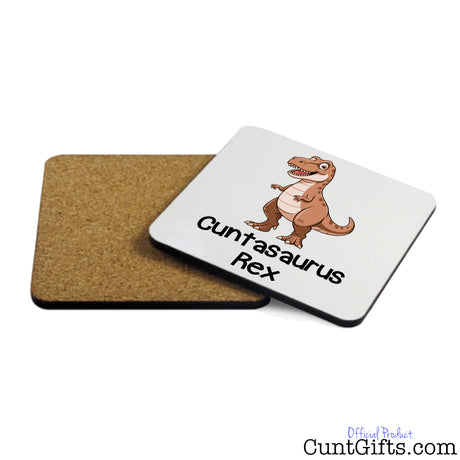 Cuntasaurus Rex drink coaster showing cork back