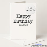 Sweary birthday card and badge set that says "Happy Birthday You Cunt" — blunt, bold, and brilliant for a proper mate, from Cunt Gifts