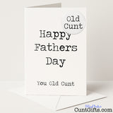 Cheeky Father’s Day card and badge set that says "Happy Father’s Day You Old Cunt" – hilariously rude and perfect for ageing legends, from Cunt Gifts