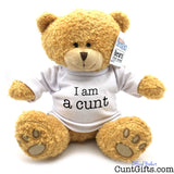 I am a cunt - Teddy Bear plush with golden brown fur.
