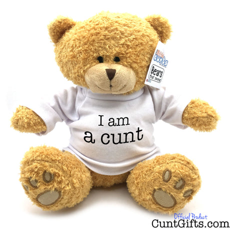 I am a cunt - Teddy Bear plush with golden brown fur.