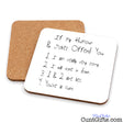 If My Humour Offends You Cunt - Drinks coaster showing both sides