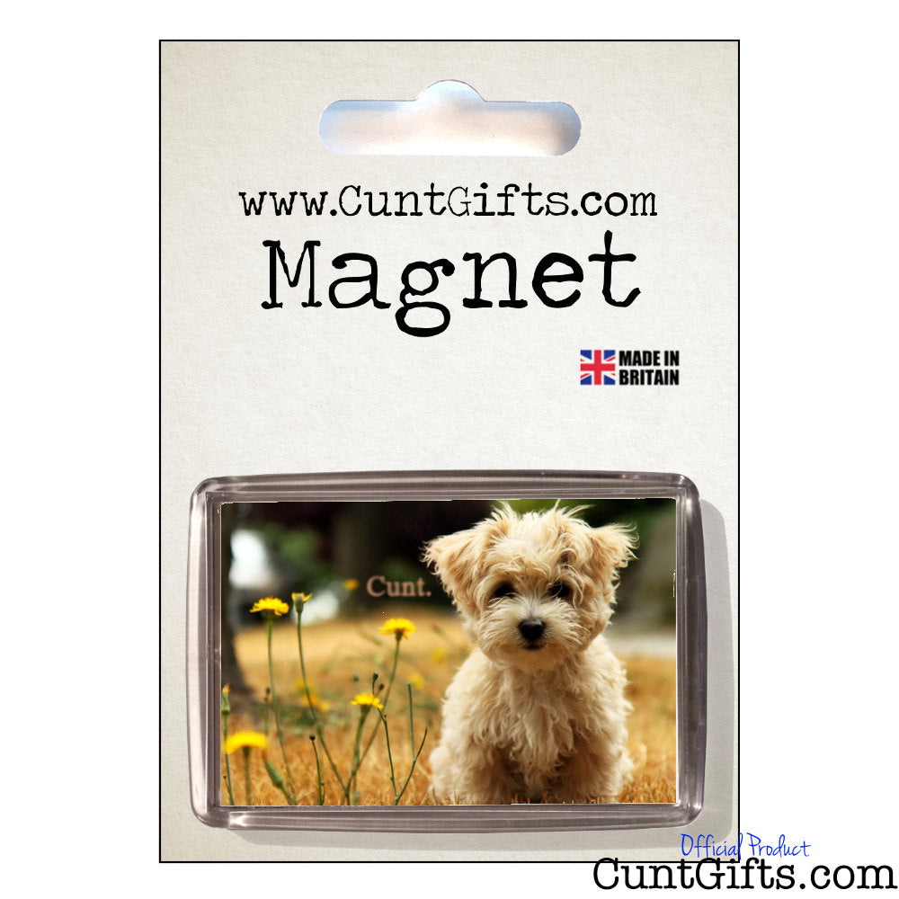 Little Dog Cunt Fridge Magnet in Packaging