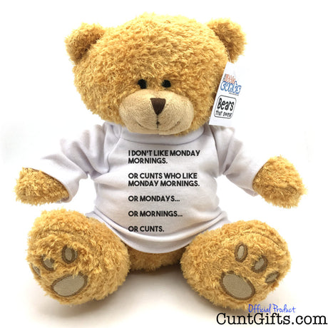 Monday Morning Mornings and Cunts - Rude funny teddy bear