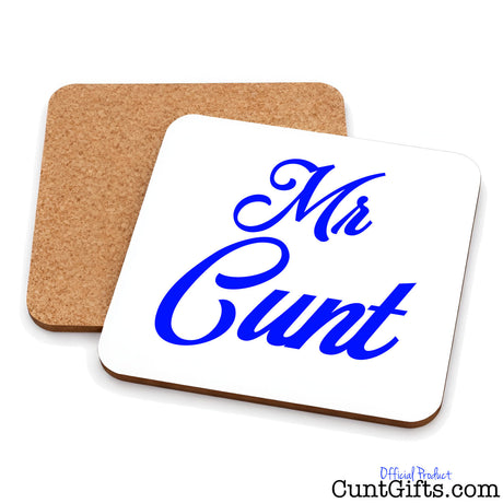 Mr Cunt - Drinks coaster showing both sides.