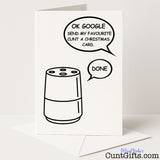 Cheeky "OK Google, Send My Favourite Cunt a Christmas Card" design for a hilarious voice-command festive greeting — from Cunt Gifts