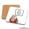 Santa says your a cunt drink coaster showing front and cork back