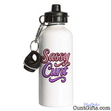 White water bottle with 'Sassy Cunt' text and black cap on a white background