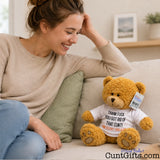 Thank fuck you got rid of that cunt - Breakup Divorce Teddy Bear on sofa woman laughing