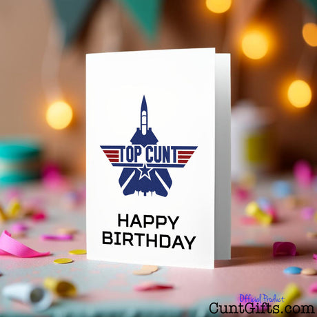 Top Cunt Birthday card on a colourful background