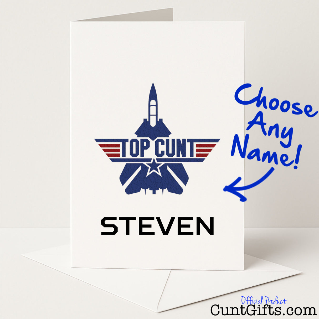 Funny personalised greeting card with the phrase "Top Cunt" — cheeky and customisable banter from Cunt Gifts