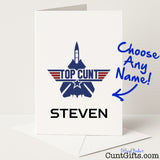 Funny personalised greeting card with the phrase "Top Cunt" — cheeky and customisable banter from Cunt Gifts