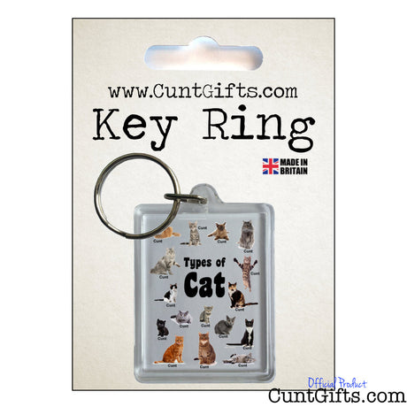 Types of cat cunts keyring in packaging