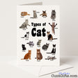 Funny greetings card that says "Types of Cat: They Are All Cunts" – purrfectly rude and spot-on for cat lovers, from Cunt Gifts