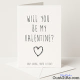 Hilarious Valentine's card that says "Will You Be My Valentine? Only Joking, You're a Cunt" – perfect for piss-taking partners, from Cunt Gifts