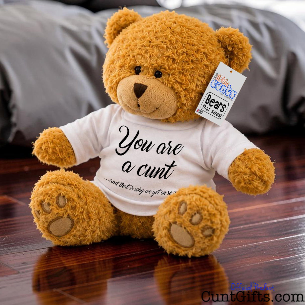 You are a cunt and that's why we get on Teddy Bear on bedroom polished wooden floor.