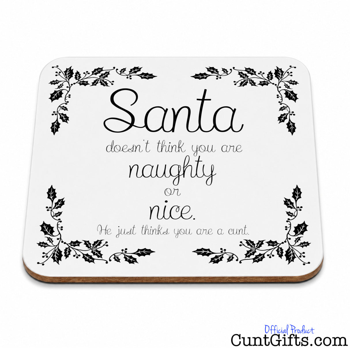 You are not naughty or nice you're a cunt - Christmas Drinks Coaster