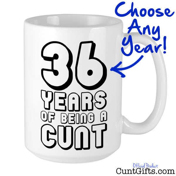Any Years of Being a Cunt - Black Personalised Birthday Mug Arrow
