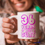 Any Years of Being a Cunt - Pink Birthday mug held with smile