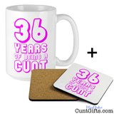 Any Years of Being a Cunt - Pink Personalised Birthday Mug and Coaster