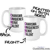 Charisma Uniqueness Nerve and Talent Purple - Mug printed both sides