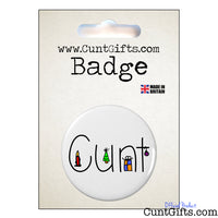 Cunt Christmas Badge in Packaging