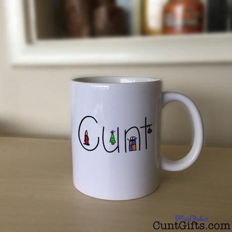 Christmas Cunt Mug on Sideboard