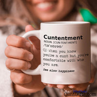 Cuntentment - Mug being held by woman with smile