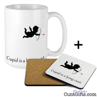 Cupid is a lying cunt - Mug and Drinks Coaster