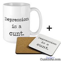 Depression is a cunt - Mug and Drinks Coaster