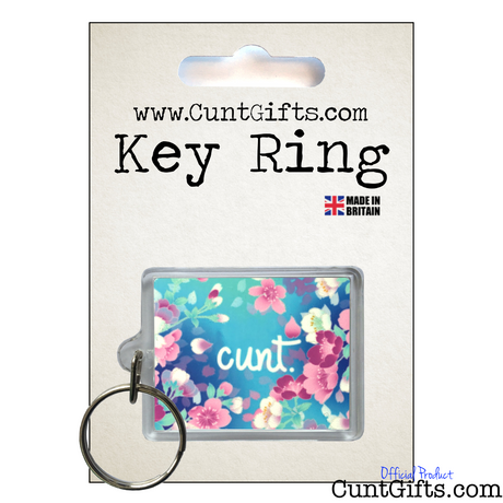 Flower Cunt Keyring in Packaging
