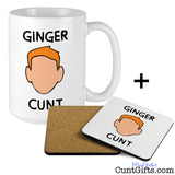 Ginger Cunt Mug and Wooden Drinks Coaster