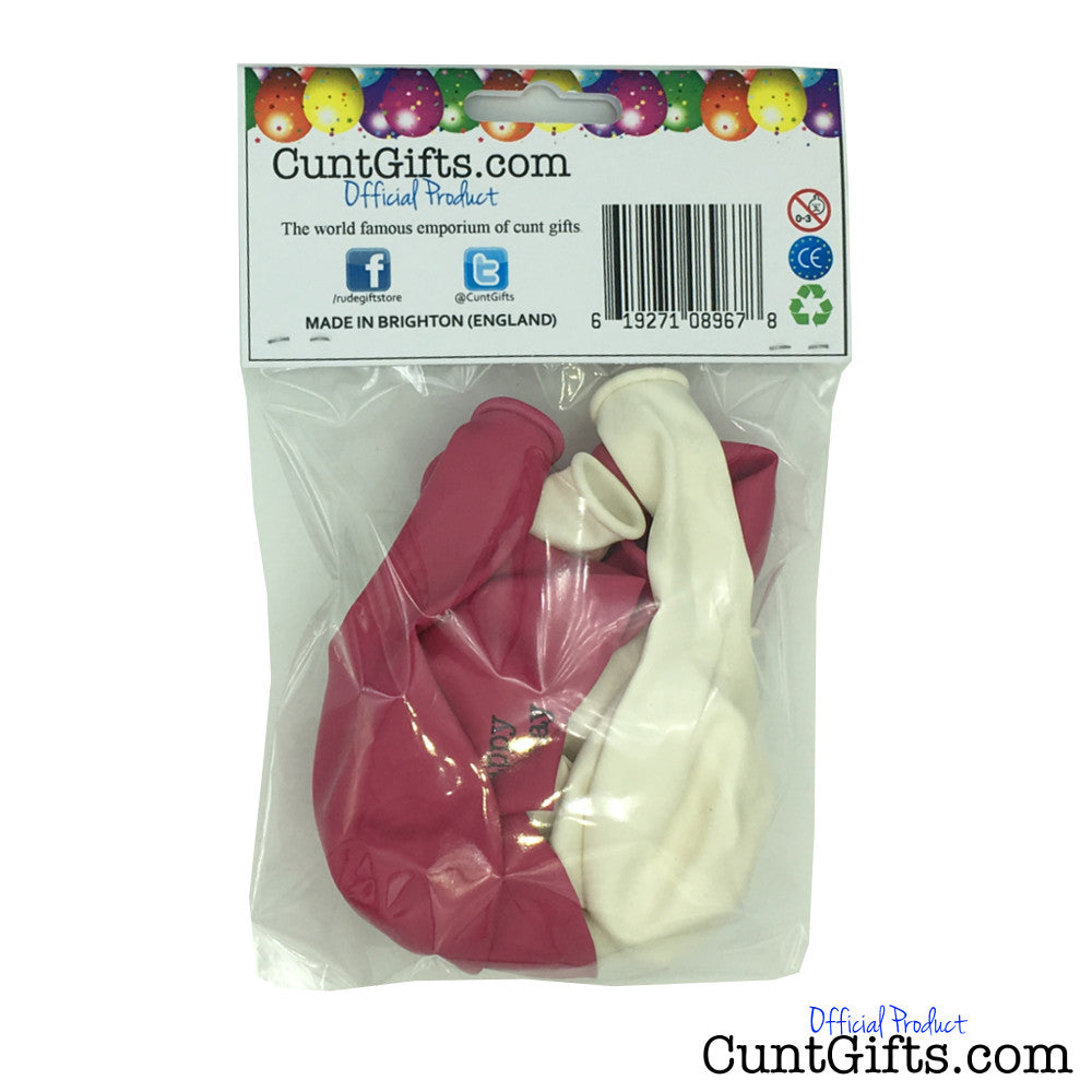 10 Happy Birthday You Cunt Balloons Packaging Pink & White Back