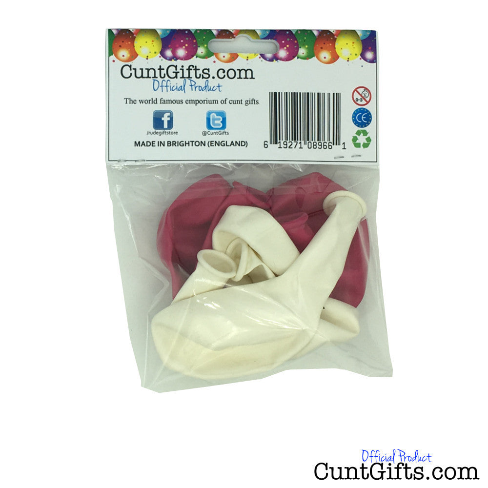 5 Happy Birthday You Cunt Balloons Packaging Pink & White Back