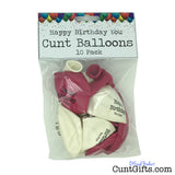 10 Happy Birthday You Cunt Balloons Packaging Pink & White Front